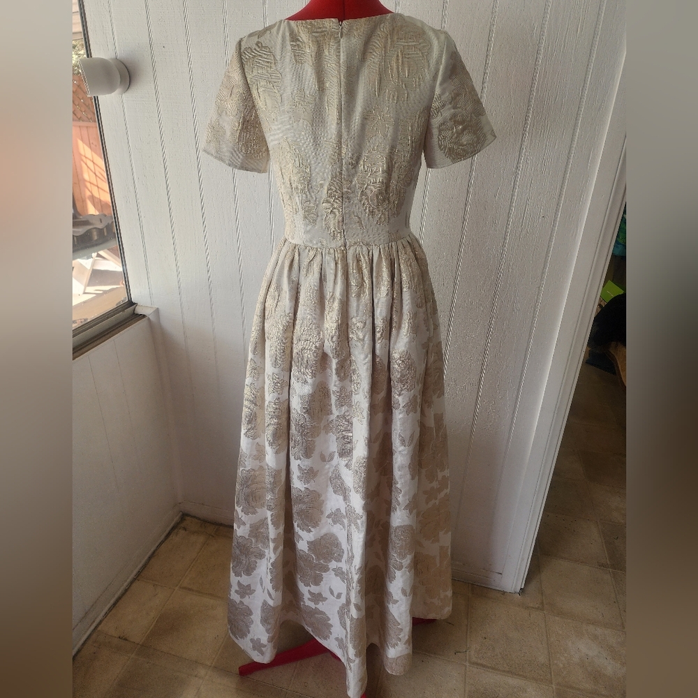 Bellevue The Label, "The Belle Gown" Metallic Gold Roses Formal Dress Bridgerton - Picture 5 of 5